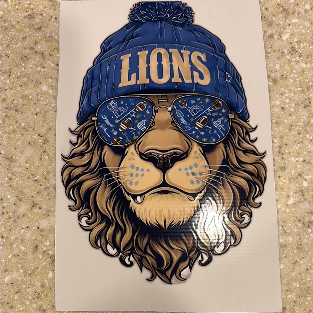 Lions Blue Beanie Sticker Car Decal UVF